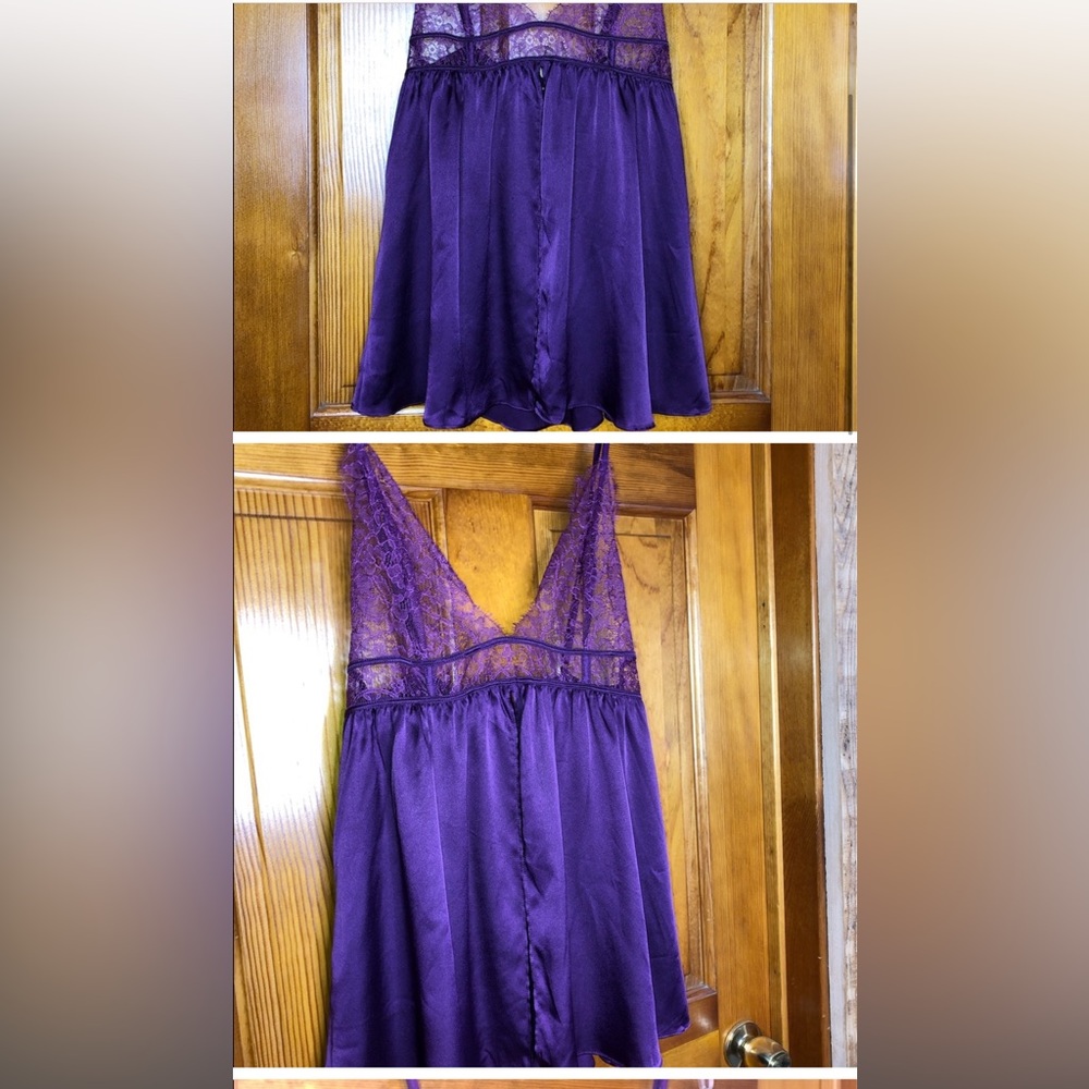Purple babydoll dress style open front nightie size Large Victoria’s Secret